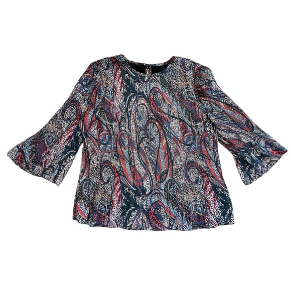 Ted Baker London Women's Beaatha Pleated Lined Paisley Print Top Sz 2/Medium - Picture 2 of 7